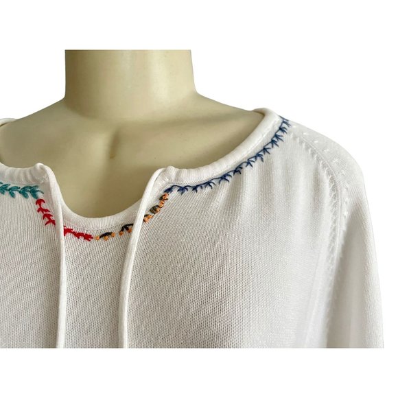 Vintage 80s White Stag Sweater Size L in White with Floral details long sleeves - Picture 6 of 10